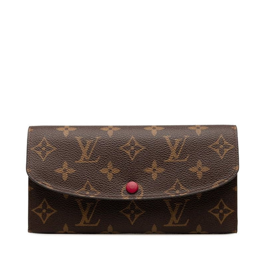 Louis Vuitton Monogram Portefeuille Emily Brown Fuchsia Pink Leather
