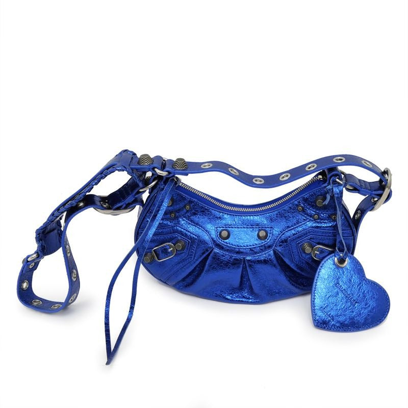 Balenciaga Luca Gold XS Shoulder Bag Metallic Blue