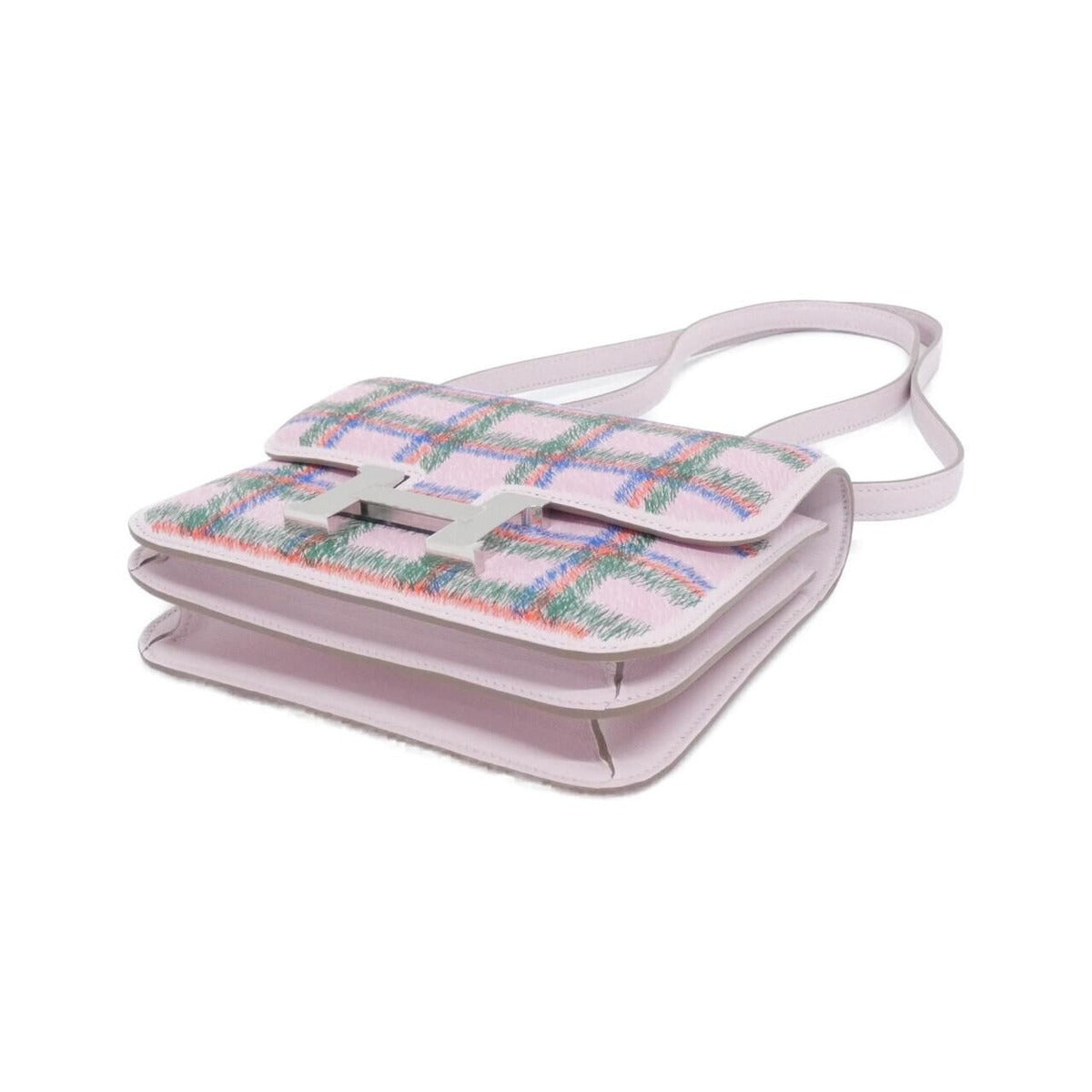 Hermes Tartan Constance 3 Mini Shoulder Bag Mauve Pale — view 3