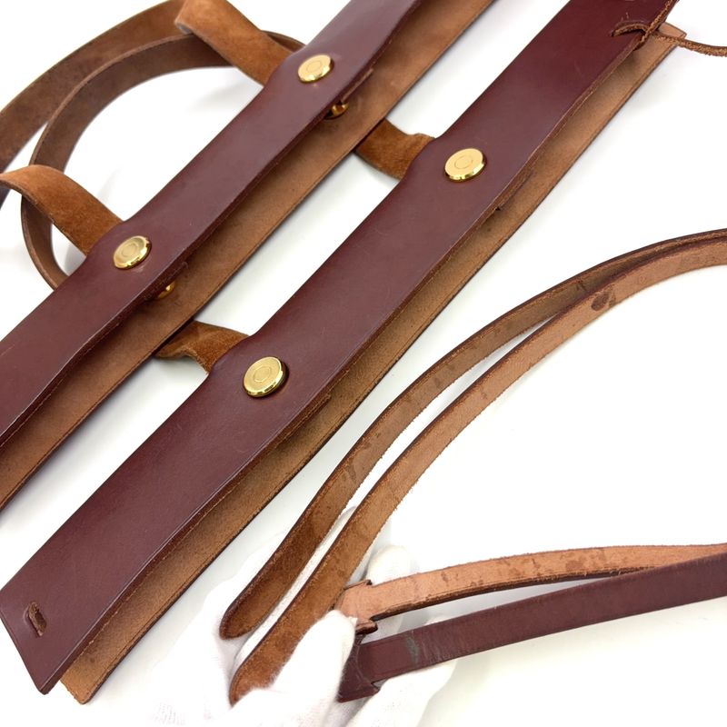 Hermes Herbag Cabas Su GM □F Engraved Leather × Canvas Brown Shoulder Bag Gold