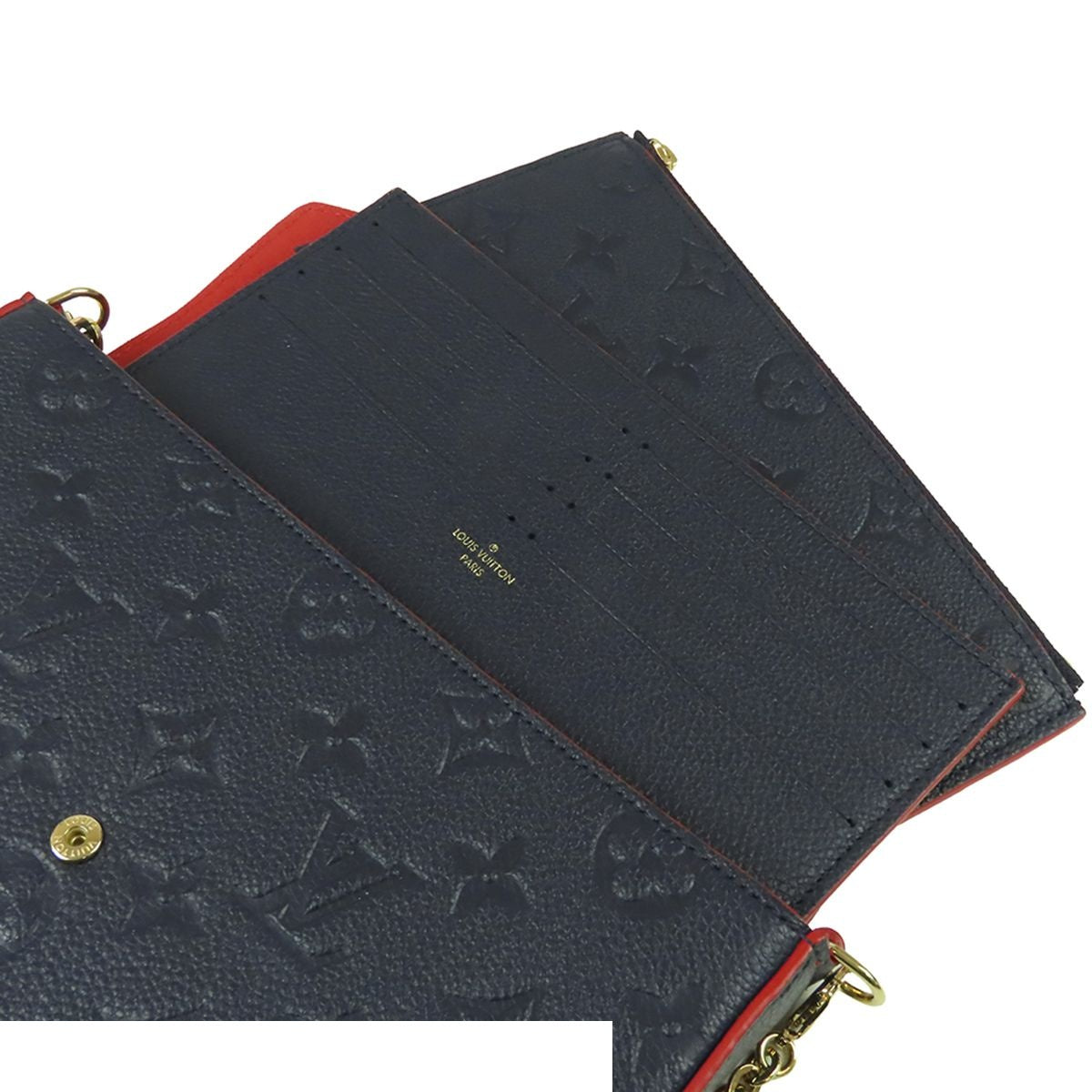 Louis Vuitton Pochette Felicie Marine Rouge Monogram Empreinte Wallet Chain — view 5