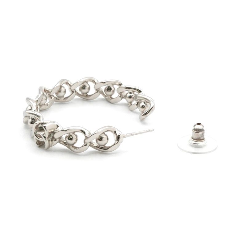 Chanel Earrings Earring Silver Coco Mark Hoop Earrings