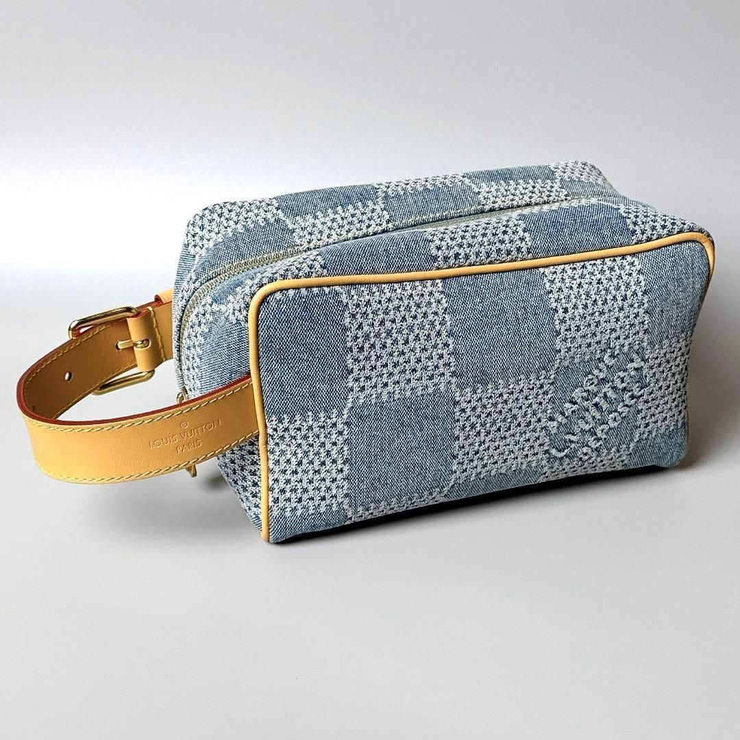 Louis Vuitton Damier Denim Rocker Dopp Kit Clutch