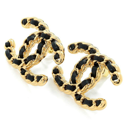 Chanel Earrings Logo Earrings Gold/black
