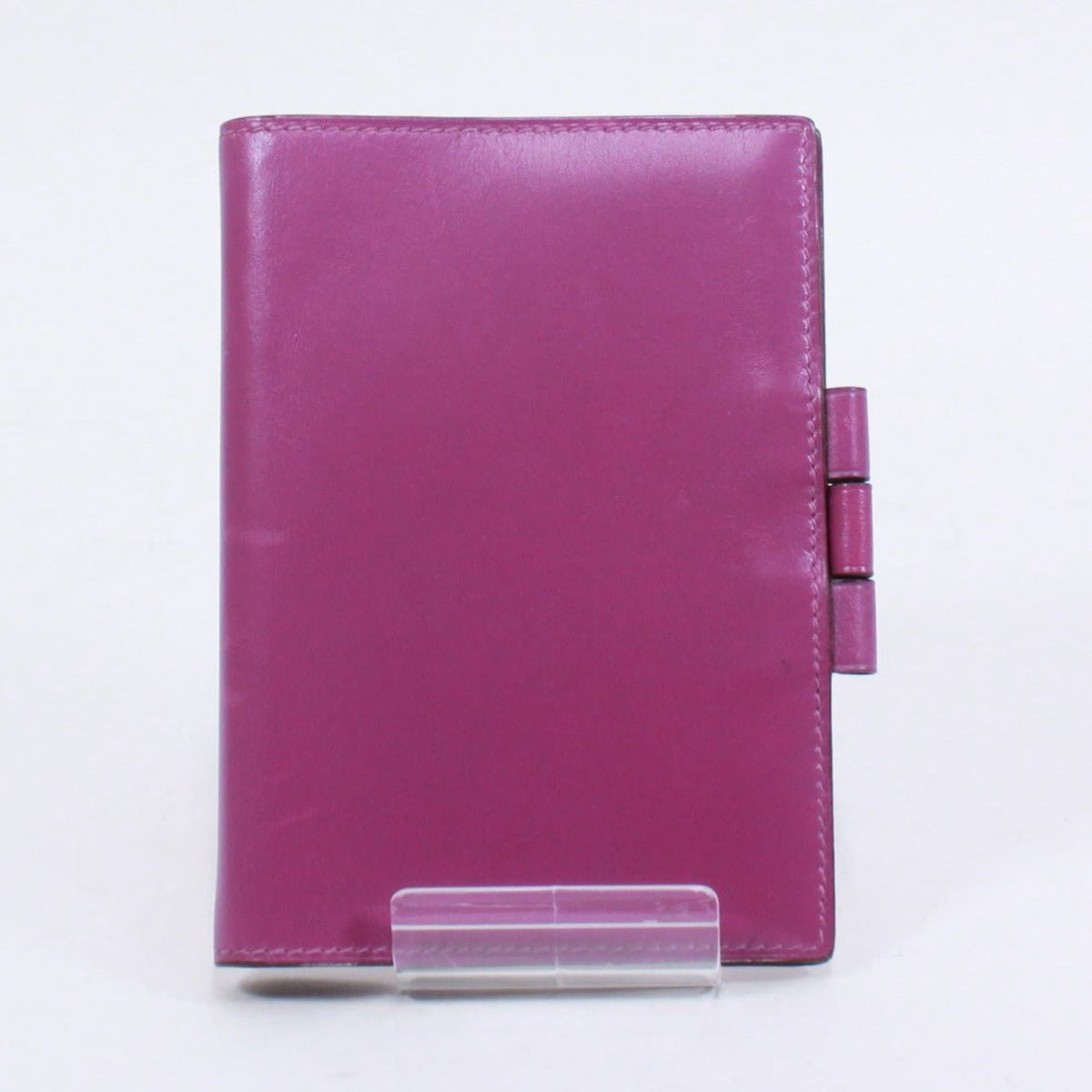 Hermes Agenda GM Notebook Cover Box Calf Purple Wallet Silver