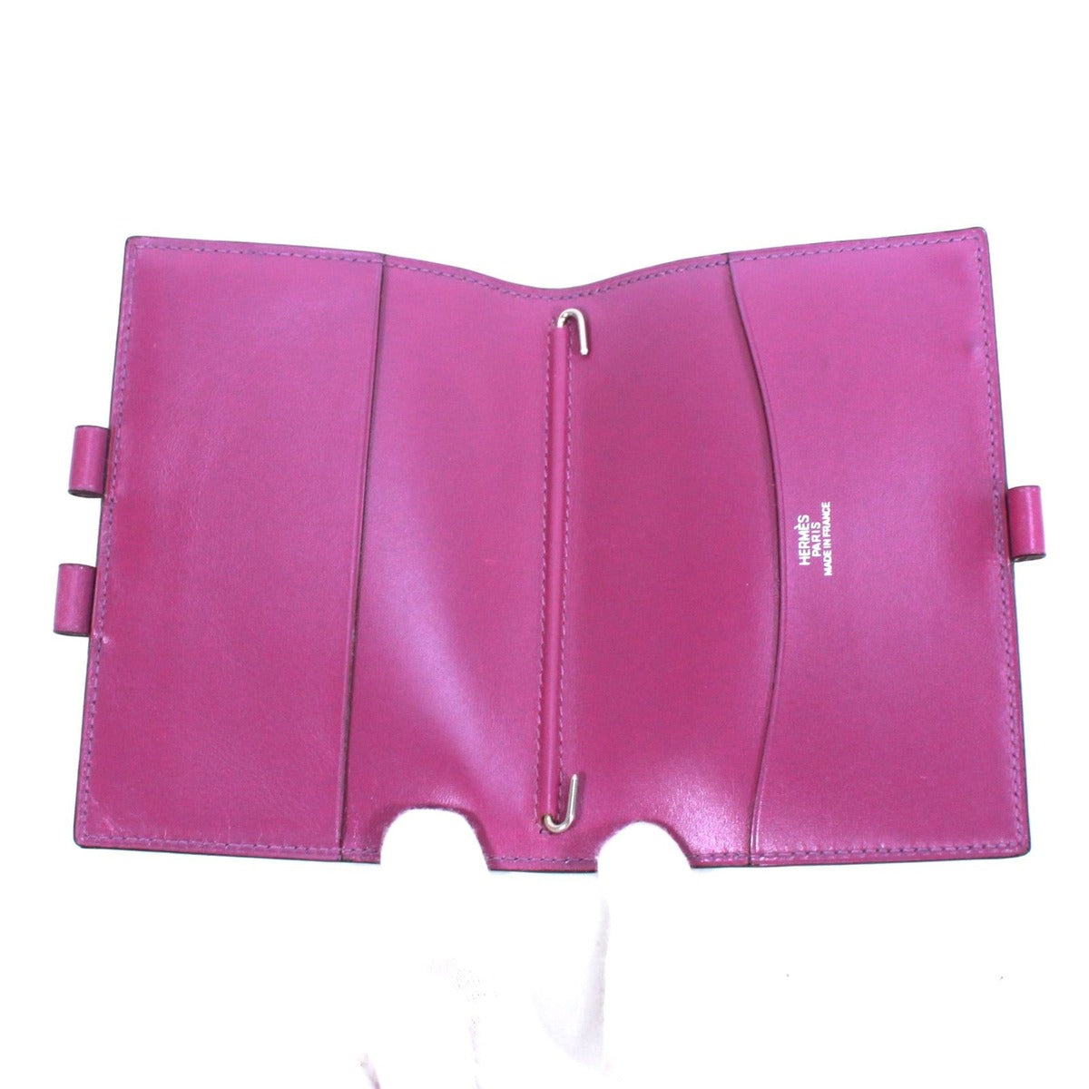 Hermes Agenda GM Notebook Cover Box Calf Purple Wallet Silver — view 5