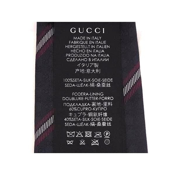 Gucci GG Patterned 100% Silk Necktie Gentlemen Business Navy Av8830 — view 4