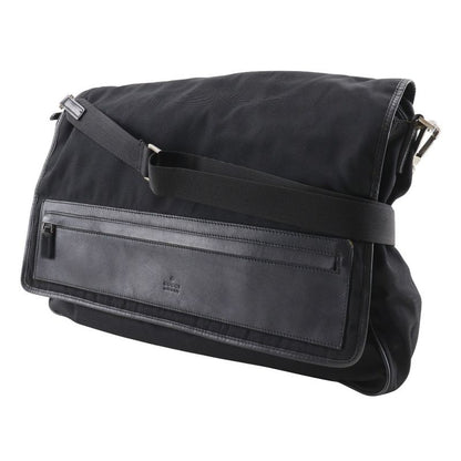Gucci Crossbody Messenger Bag 019 0376 Nylon Canvas Black Men's Shoulder Bag