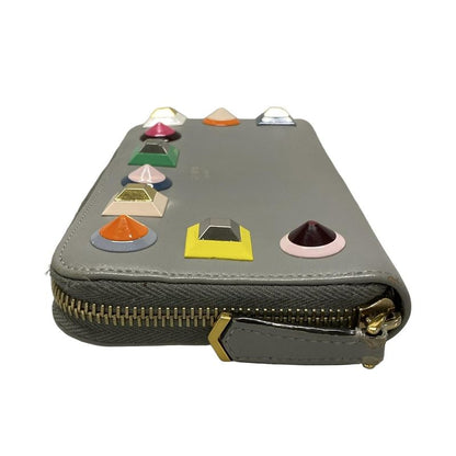 Fendi Long Wallet Zip Around Wallet 8m0299 Ivory And Multi Round Zipper/multi-st