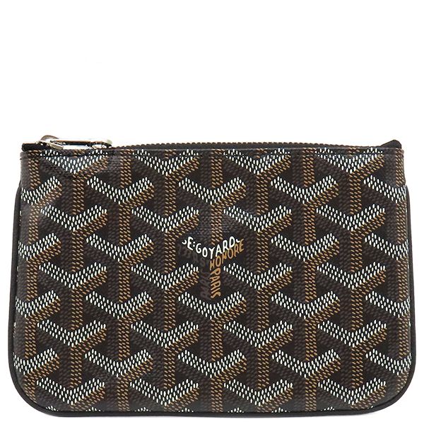Goyard Pouch Senna Goyard Ine Canvas Black Silver Hardware Black Herringbone
