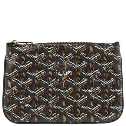 Goyard Pouch Senna Goyard Ine Canvas Black Silver Hardware Black Herringbone