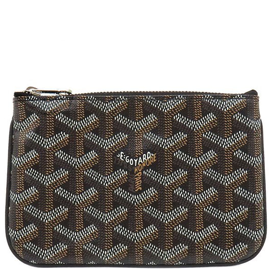 Goyard Pouch Senna Goyard Ine Canvas Black Silver Hardware Black Herringbone