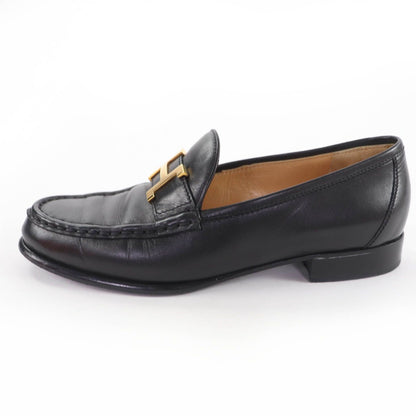 Hermes Vintage Constance Gold Hhardware Leather Loafers Black 37 — view 5
