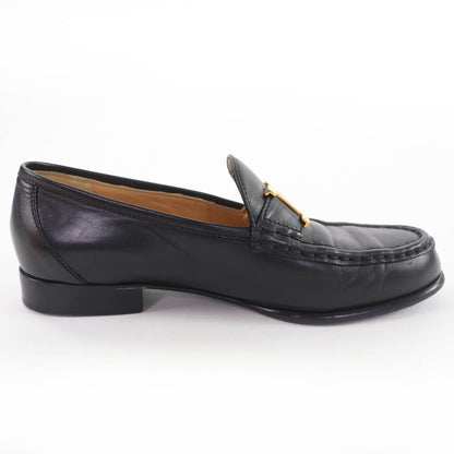 Hermes Vintage Constance Gold Hhardware Leather Loafers Black 37 — view 6