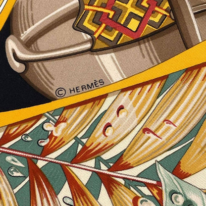 Hermes Scarf Carre 90 Au Son du Tam to the Sound of Silk Navy — view 7