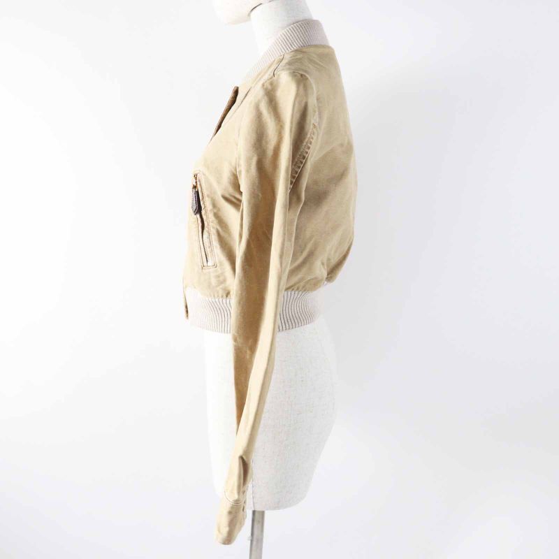 Louis Vuitton 23SS 1ab74i Cotton Washed Denim Cropped Bomber Jacket Beige 34