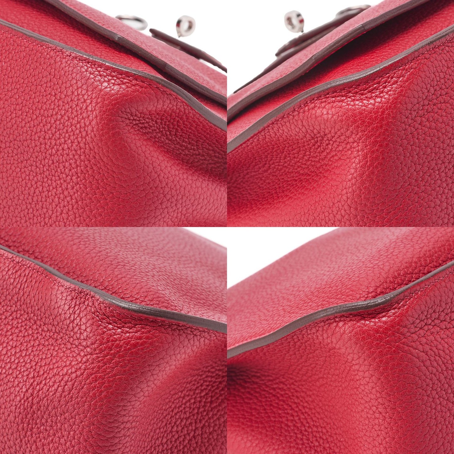 Hermes Gipsyère 34 Shoulder Bag Taurillon Clemence Rouge Casaque (silver