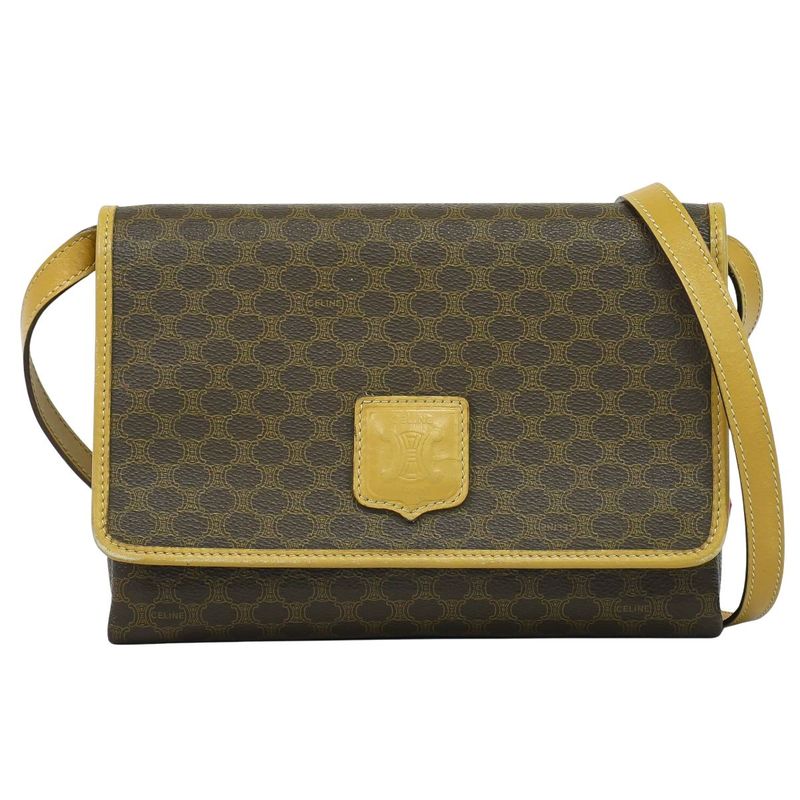 Authentic Celine Macadam Shoulder Bag Pochette PVC Brown Macadam Bag Pre-owned