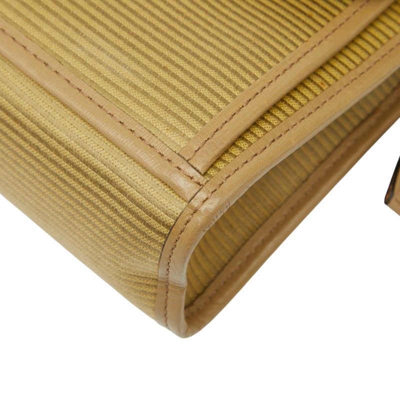 Saint Laurent YSL Logo Second Bag Clutch Bag Beige PVC Leather Women Saint