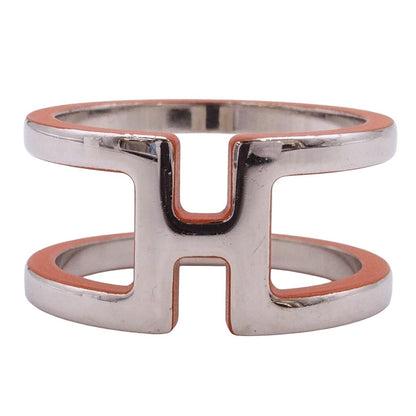 Hermes Anron Scarf Ring Silver Orange Metal — view 2