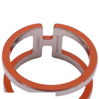 Hermes Anron Scarf Ring Silver Orange Metal — view 5