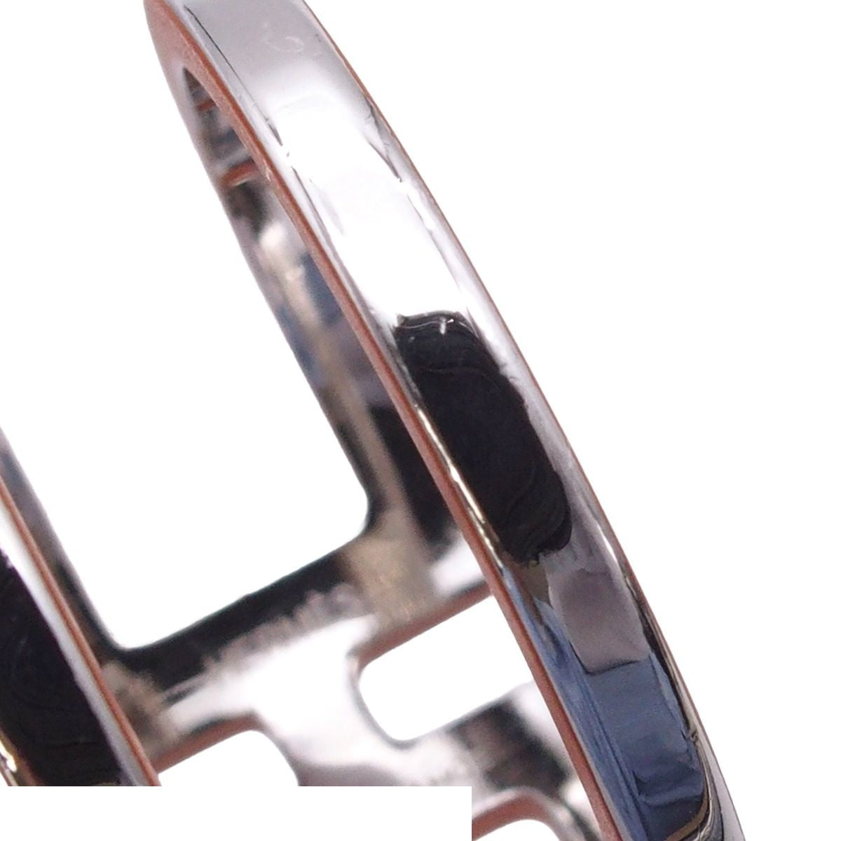 Hermes Anron Scarf Ring Silver Orange Metal — view 7