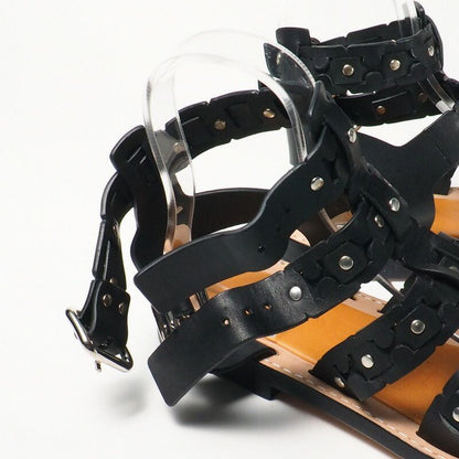 Loewe Sandals Size 43 Gladiator Sandals Shoes Leather Black Made In