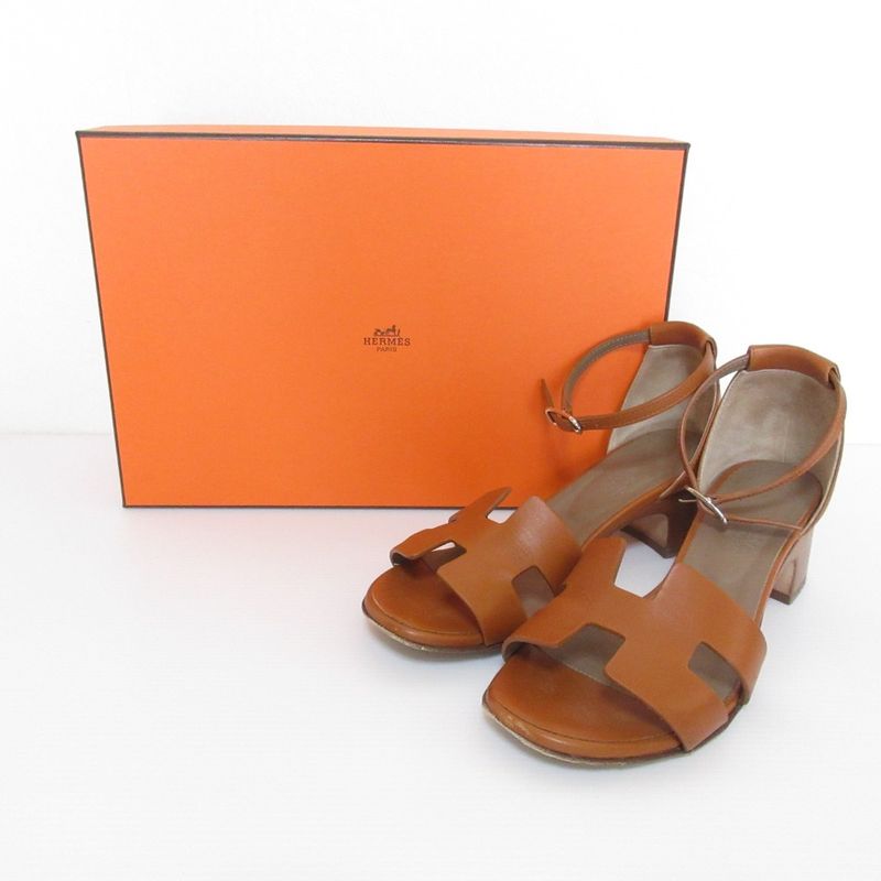 Hermes 2022 Ansan 50 H Cut Detail Chunky Heel Sandals 35 22.5cm (8.86in)