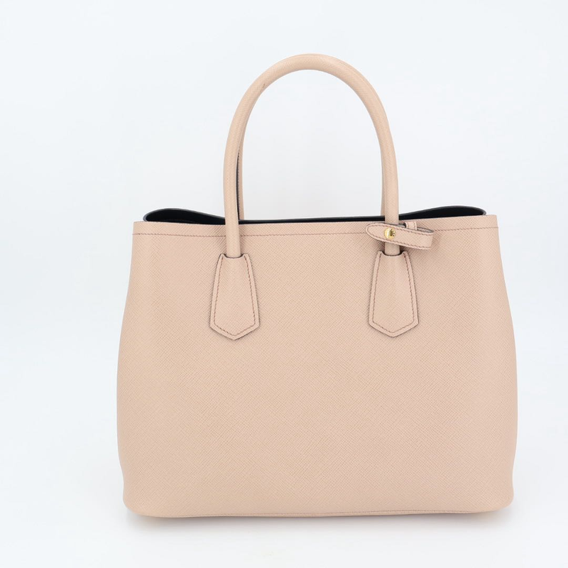 Prada Double Bag Saffiano Leather Triangle Logo Cameo Shopping Bag