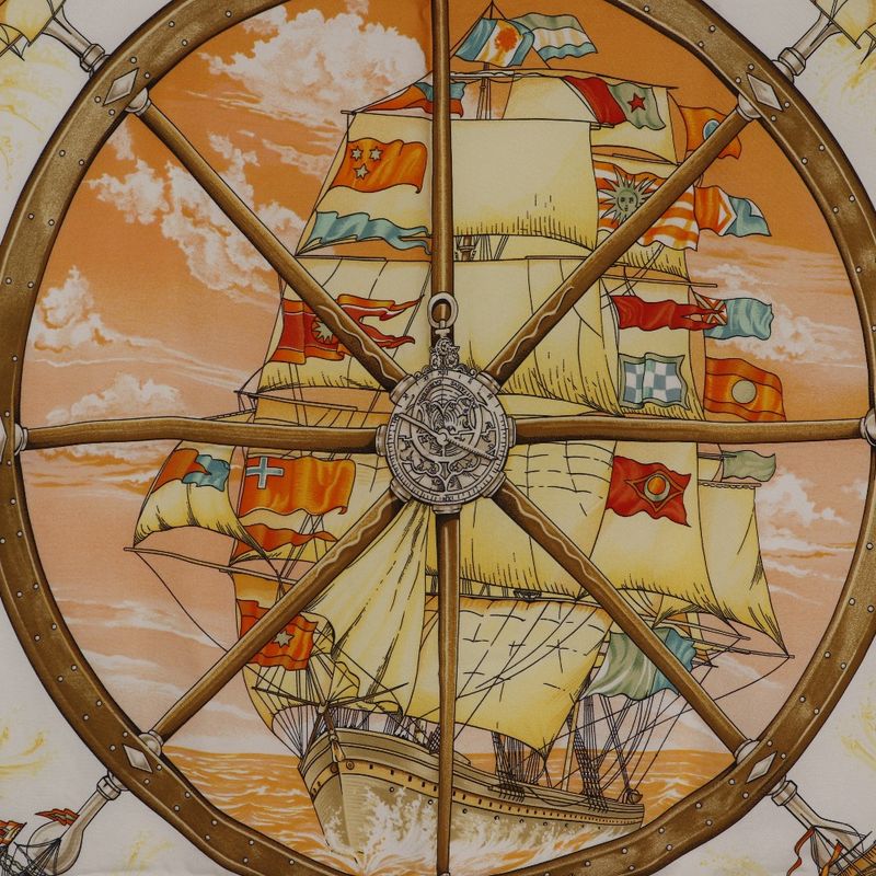 Hermes Carré 90 Vive Le Vent Windblown Silk Yellow Women's Scarf