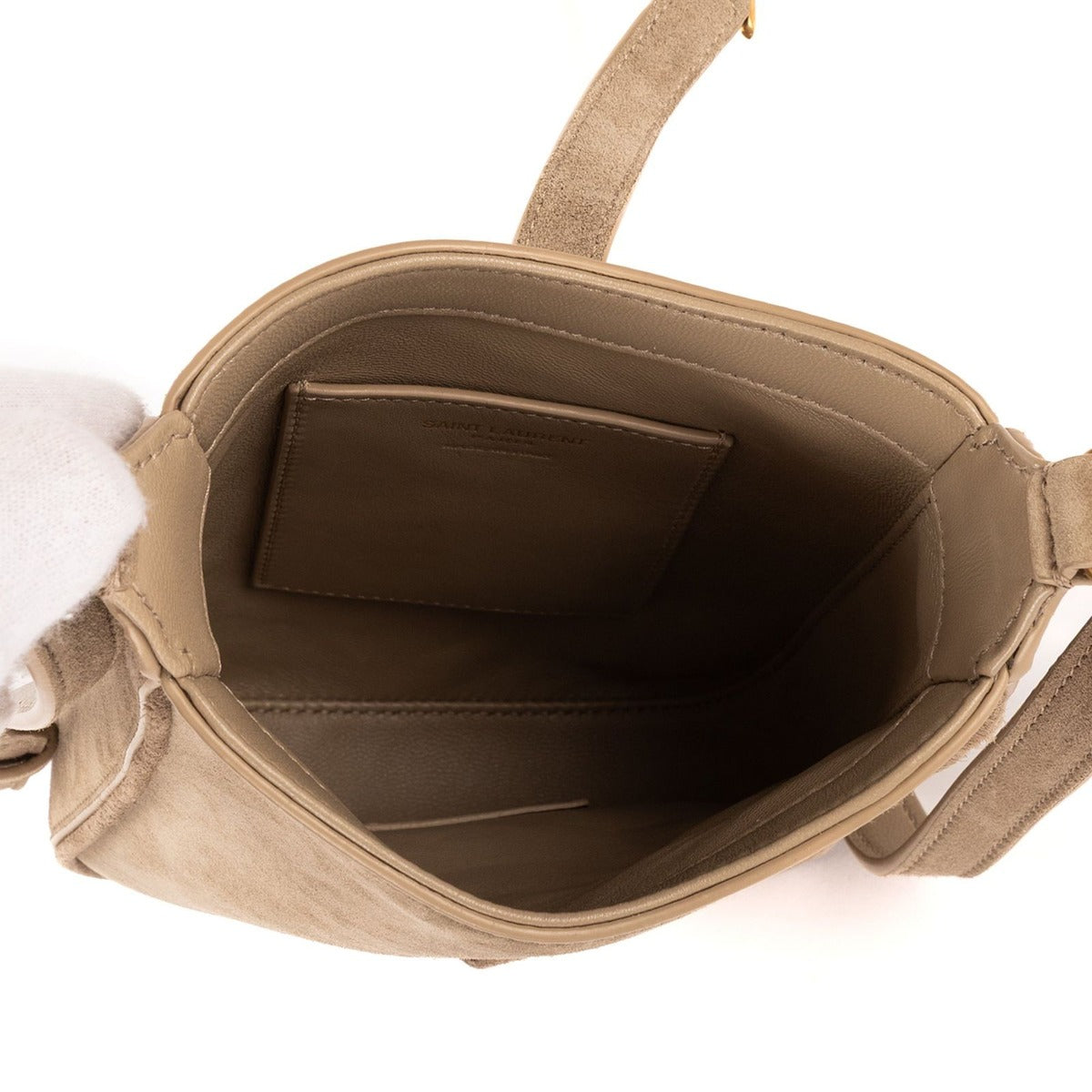 Saint Laurent Yves 5 7 Mini Vertical Grey Beige — view 9