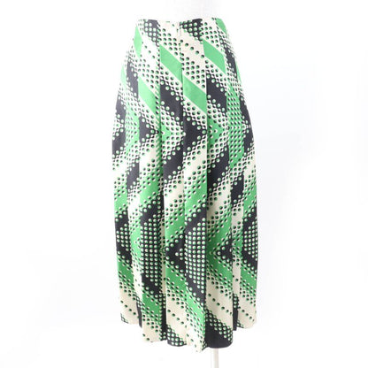 Gucci 409370 100% Silk Dotted Pleated Skirt Long Skirt Greenish 36 Garmented