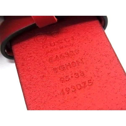 Gucci Interlocking Leather Silver Belt Red — view 4