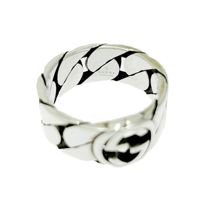 Gucci Silver Interlocking G Chain Ring 6.4g 925 Engraved 481156 Ring