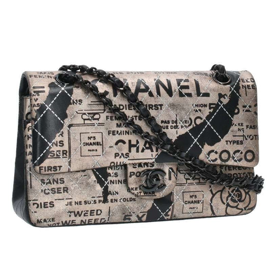 Chanel Newspaper Quilted Double Flap Shoulder Bag