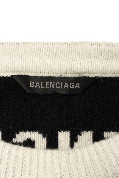 Balenciaga 23AW 761596 T1673 Crewneck Knit With All Over Logo Pattern Men's L