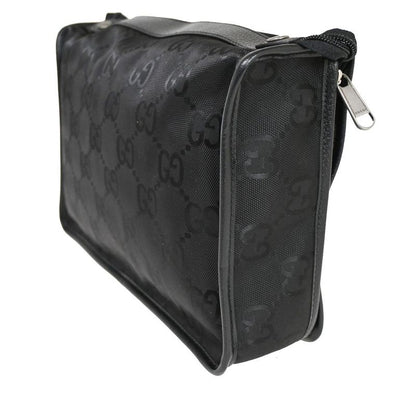 Gucci GG Travel Pouch Clothes Nylon Leather Black 33fa226