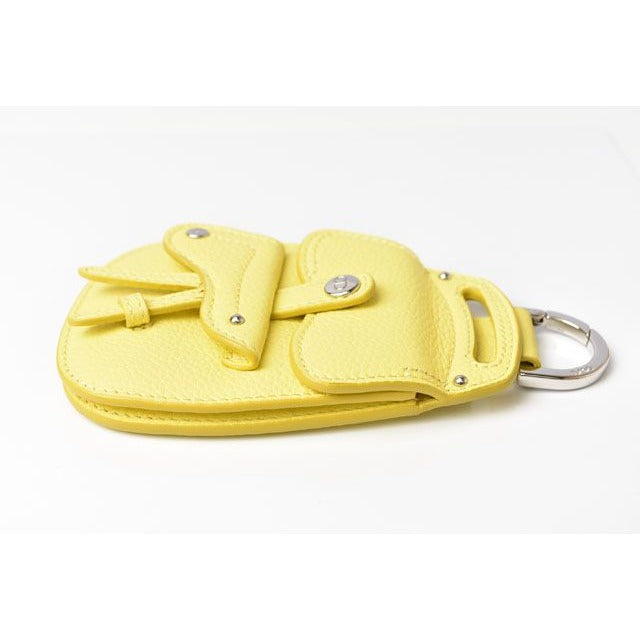 Dior Card Case Coin Ring Mini Wallet With Saddle Bag Motif Yellow — view 2