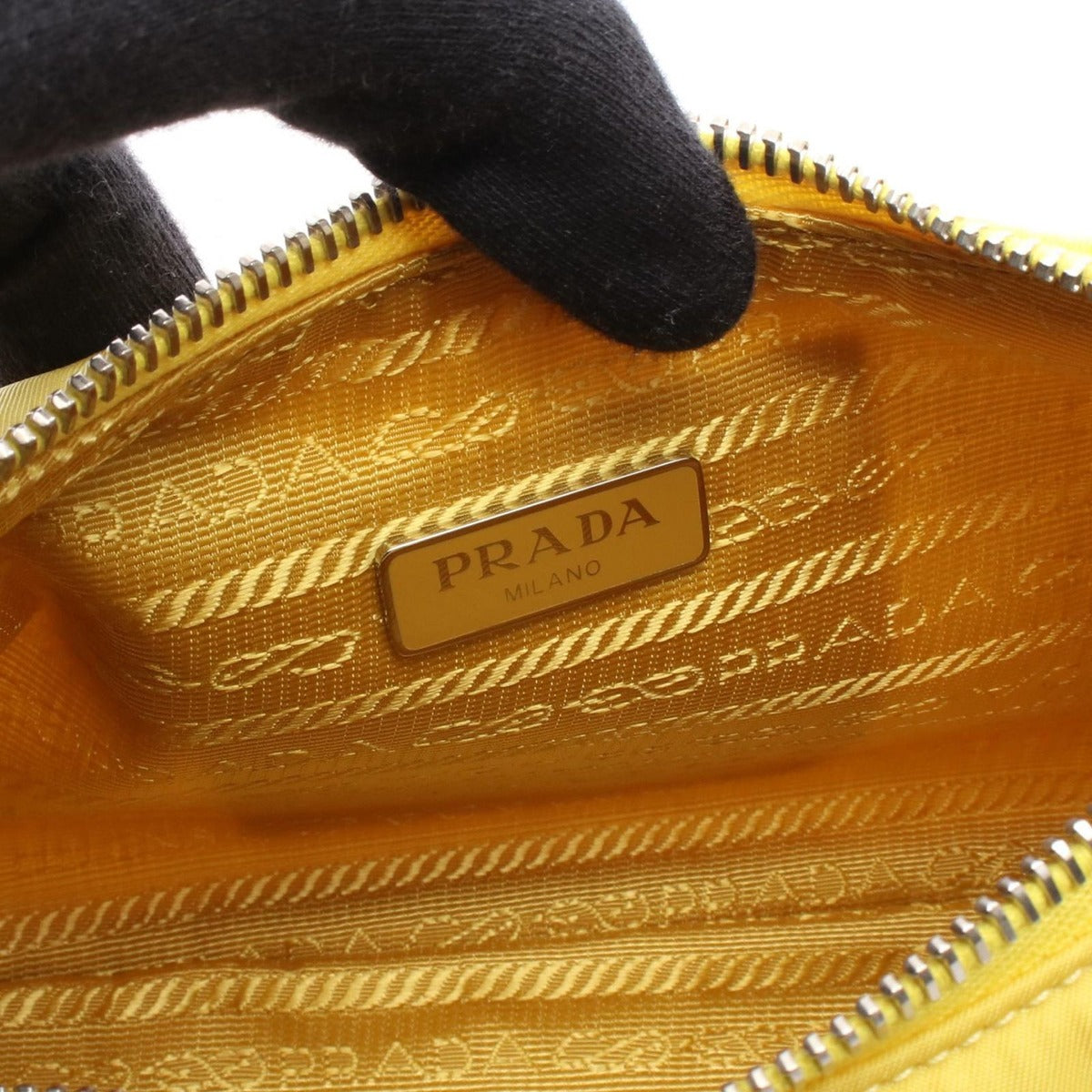 Prada Shoulder Bag Re Edition Yellow Nylon Leather — view 4