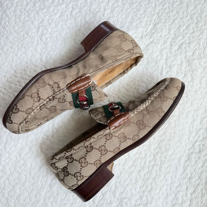 Gucci Horsebit Loafers GG Canvas Sherry Line 37 24cm (9.45in) Women's Brown