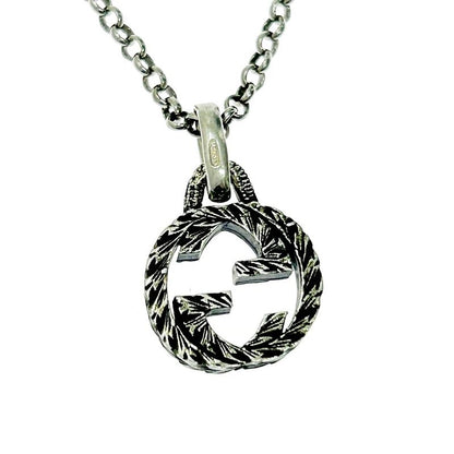 Gucci Silver Interlocking G Arabesque Necklace 7.2g 925 Engraved 357901 Necklace