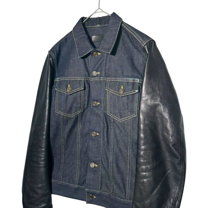 Saint Laurent 13aw Leather Sleeve Denim Jacket Leather Sleeve Denim Jacket Up53