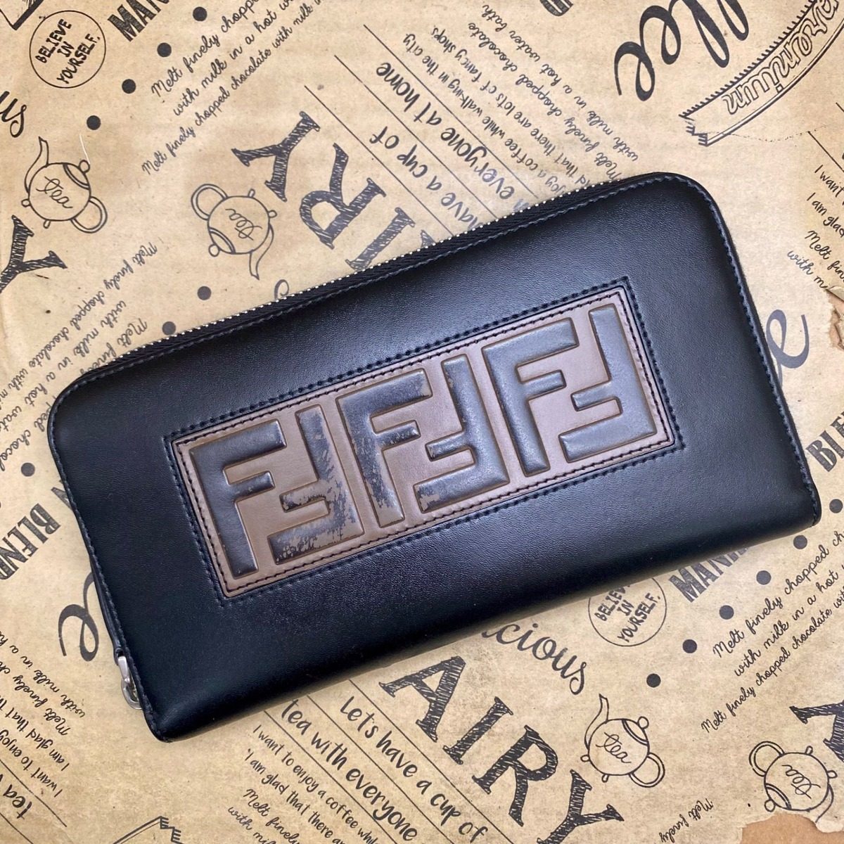 Fendi Wallet Zucca Round Leather Black Card Billfold — view 3