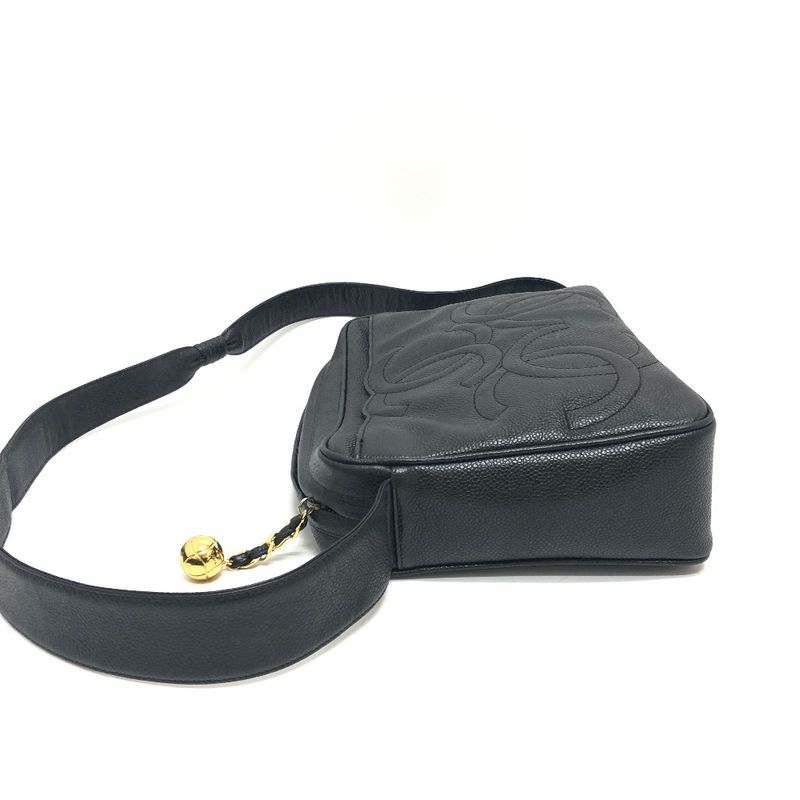 Chanel Shoulder Bag Triple Coco A04633 Caviar Skin Black