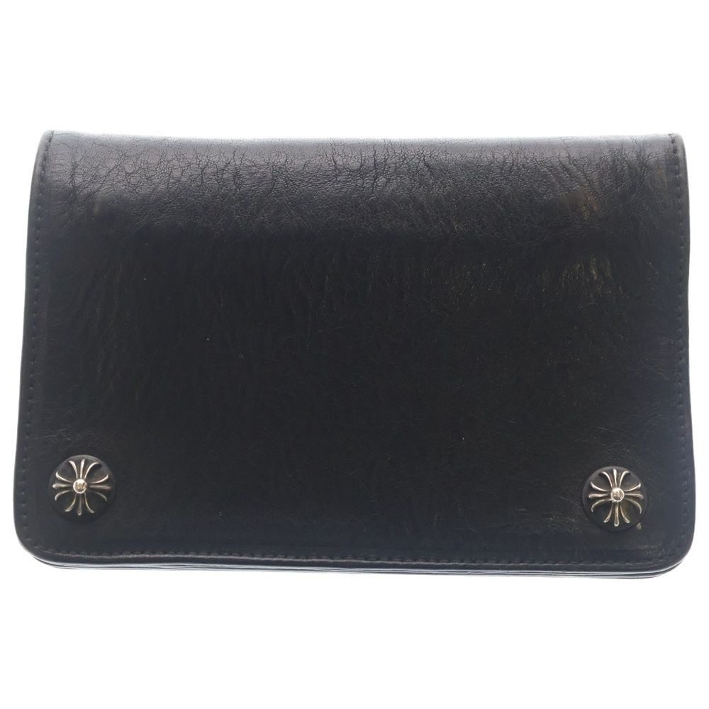 Chrome Hearts Cross Ball Button Leather Wallet Black