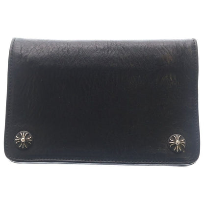 Chrome Hearts Cross Ball Button Leather Wallet Black