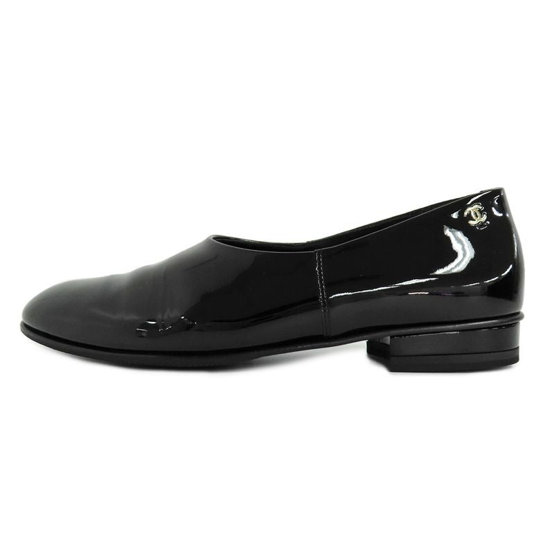 Chanel Loafers 25 C Black Coco Mark 37 Patent Leather Enamel