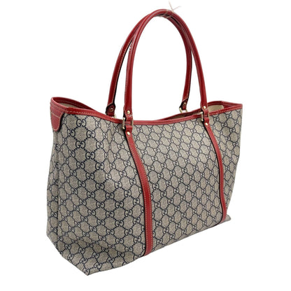 Gucci GG Supreme Enamel Leather Beige Red Tote Gold — view 2