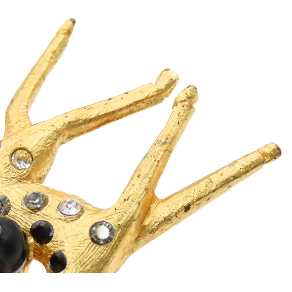 Chanel Earrings Gold Black Rhinestone CC Logo Bambi Animal — view 7