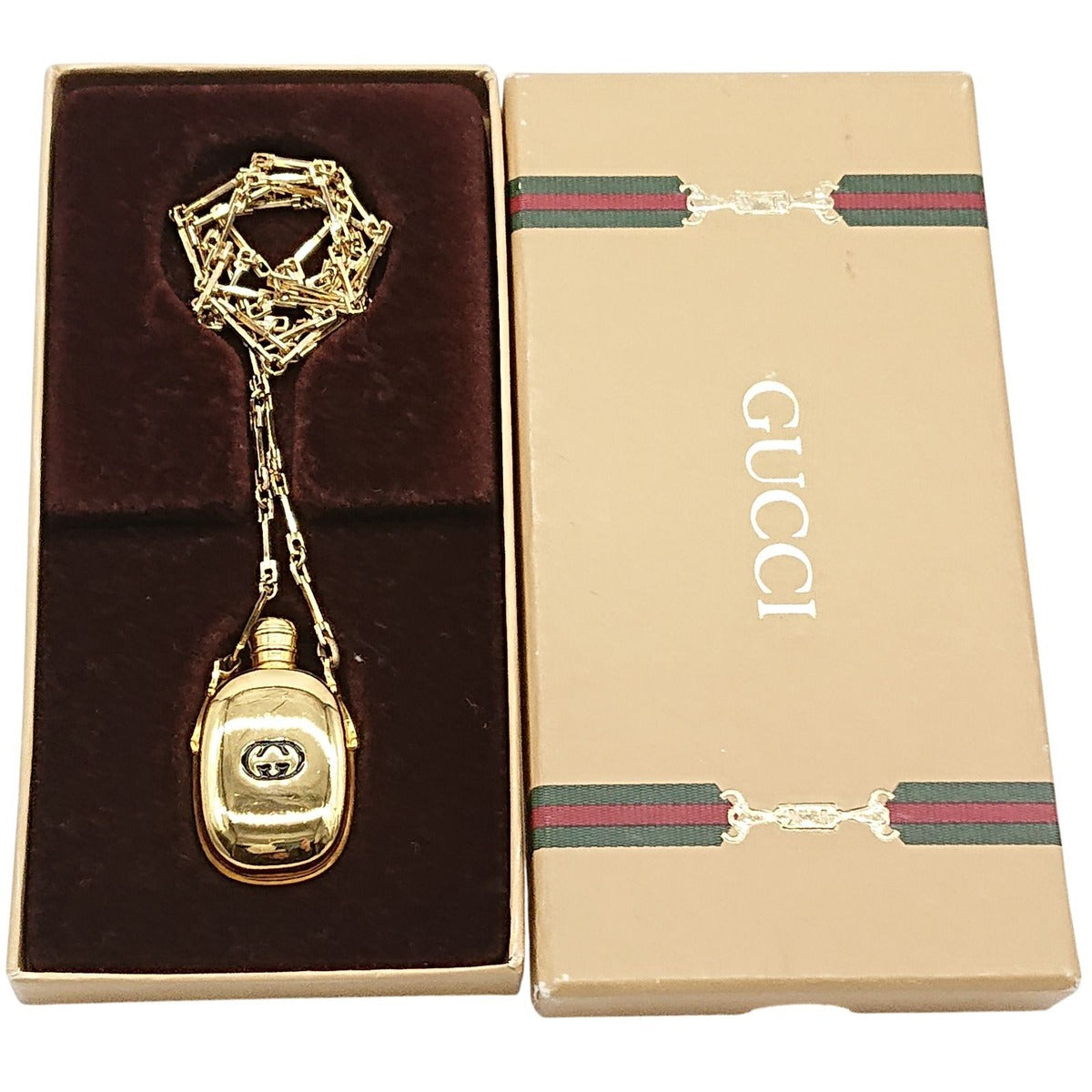 Gucci Perfume Bottle Pendant Necklace Gold